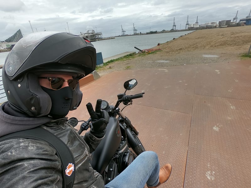 selfie på motorcyklen